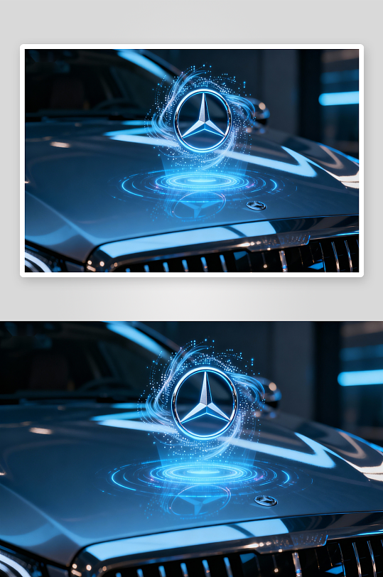 奔驰车标科技光影效果-众图网