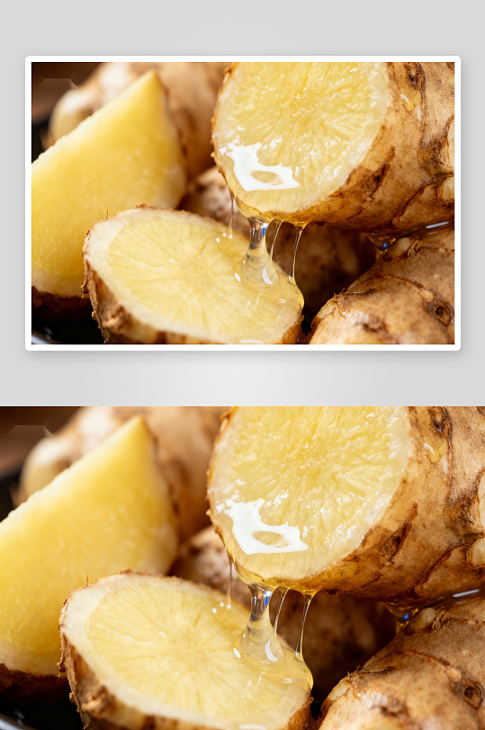 姜块切片滴落蜂蜜-众图网