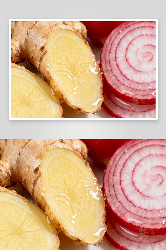 姜片与红萝卜切片特写-众图网