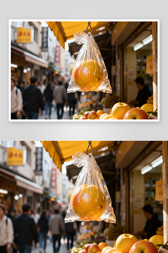 市场摊位悬挂水果特写-众图网