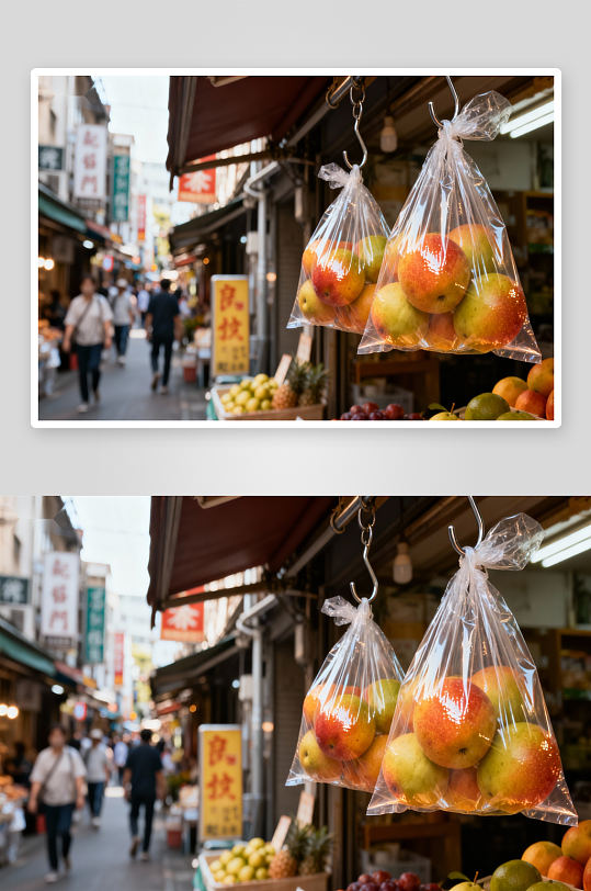 市场摊位悬挂苹果售卖-众图网