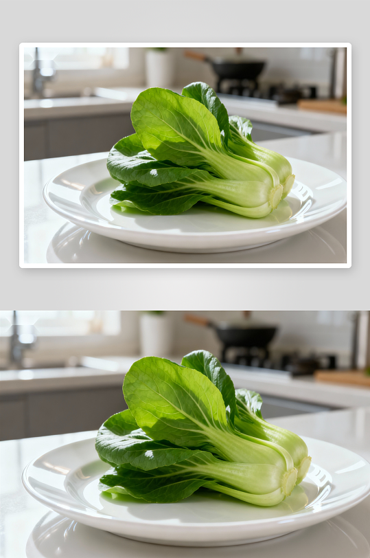新鲜小白菜摆盘照片摄影-众图网