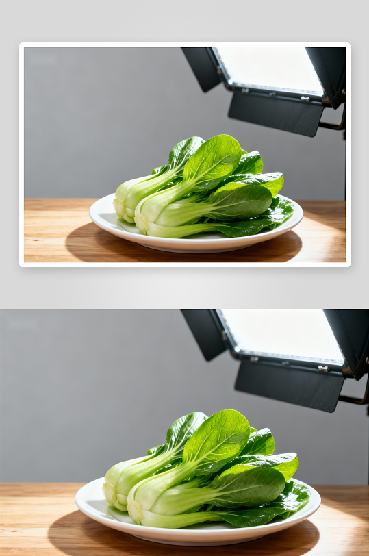 新鲜小白菜摆盘摄影-众图网