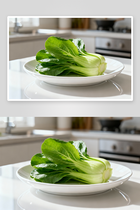 新鲜小白菜摆盘特写-众图网