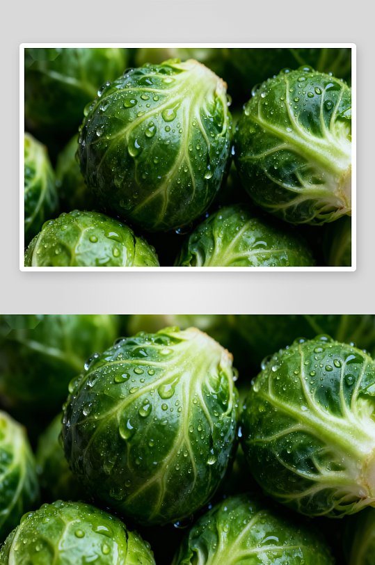 新鲜抱子甘蓝带水珠-众图网