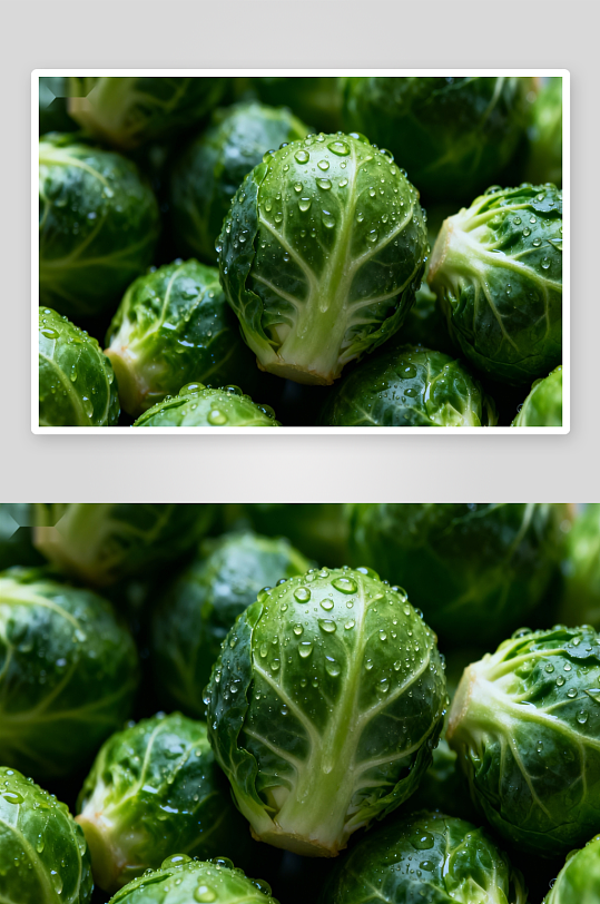新鲜抱子甘蓝水珠晶莹-众图网