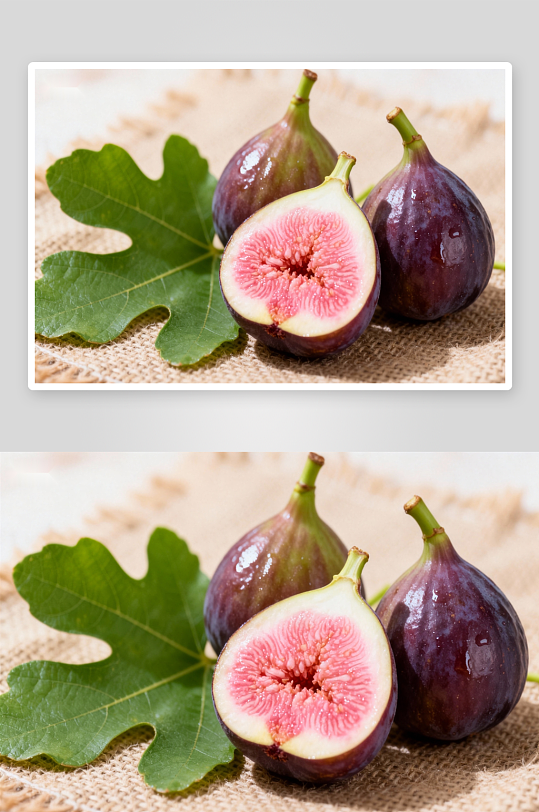 新鲜无花果与绿叶特写-众图网