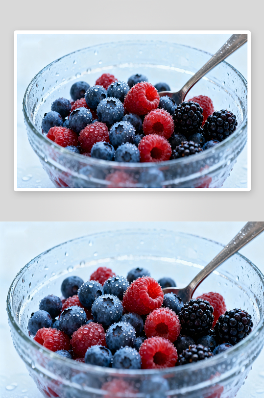新鲜浆果盛于玻璃碗中-众图网
