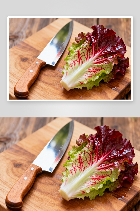 新鲜生菜与厨刀静物拍摄-众图网
