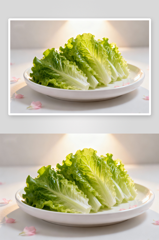 新鲜生菜摆盘光影效果-众图网