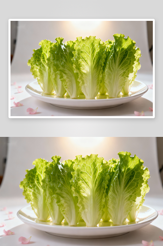 新鲜生菜摆盘点缀花瓣-众图网