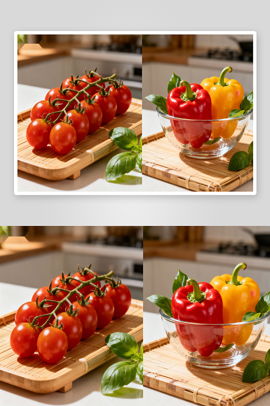 新鲜番茄与彩椒摆盘-众图网