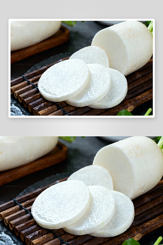 新鲜白萝卜切片摆盘-众图网