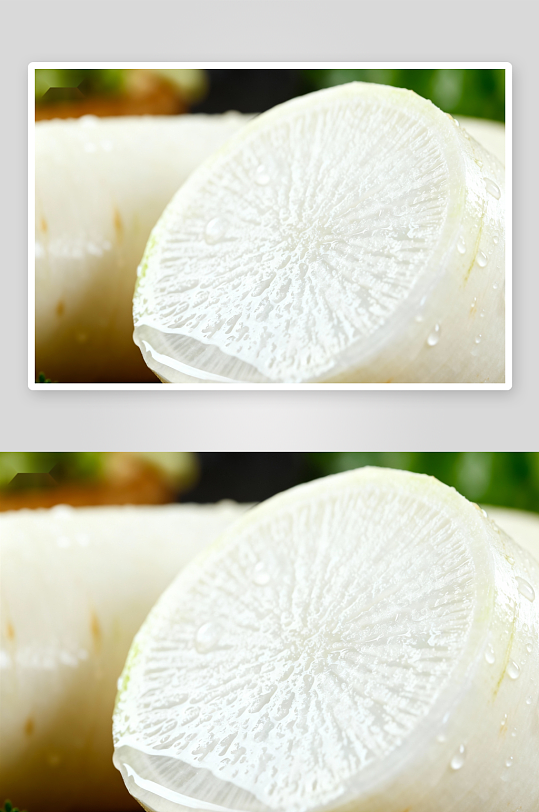 新鲜白萝卜切面特写-众图网