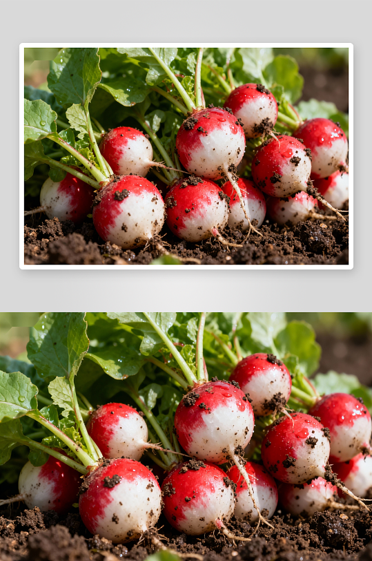 新鲜红白萝卜带土出土-众图网