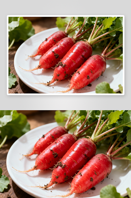 新鲜红萝卜摆盘照片摄影-众图网