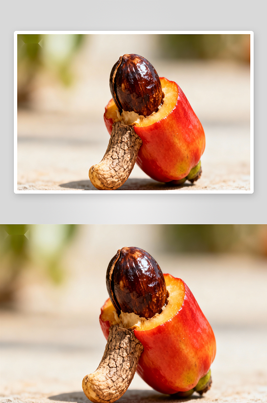 新鲜腰果与果实特写-众图网