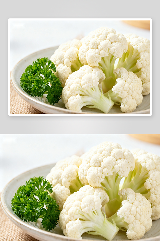 新鲜花椰菜与香草摆盘-众图网