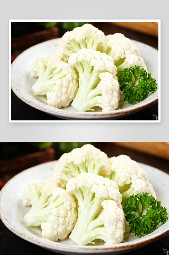 新鲜花椰菜摆盘照片摄影-众图网