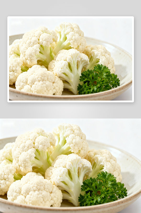 新鲜花椰菜配香草摆盘-众图网
