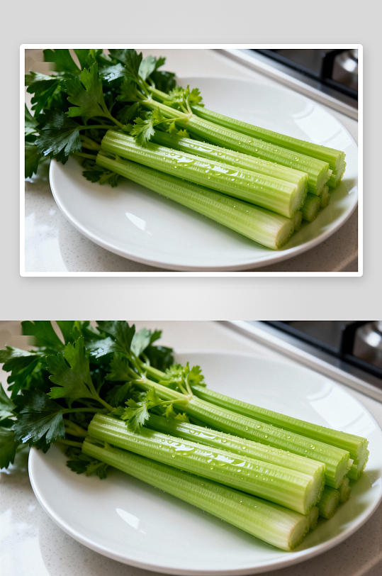 新鲜芹菜摆盘照片摄影-众图网