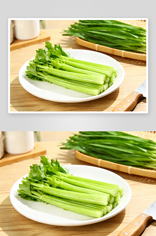 新鲜芹菜摆盘准备烹饪-众图网