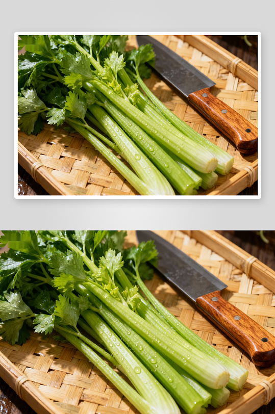 新鲜芹菜配刀具摆盘-众图网