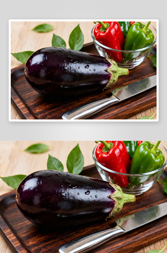 新鲜茄子与彩椒摆盘-众图网