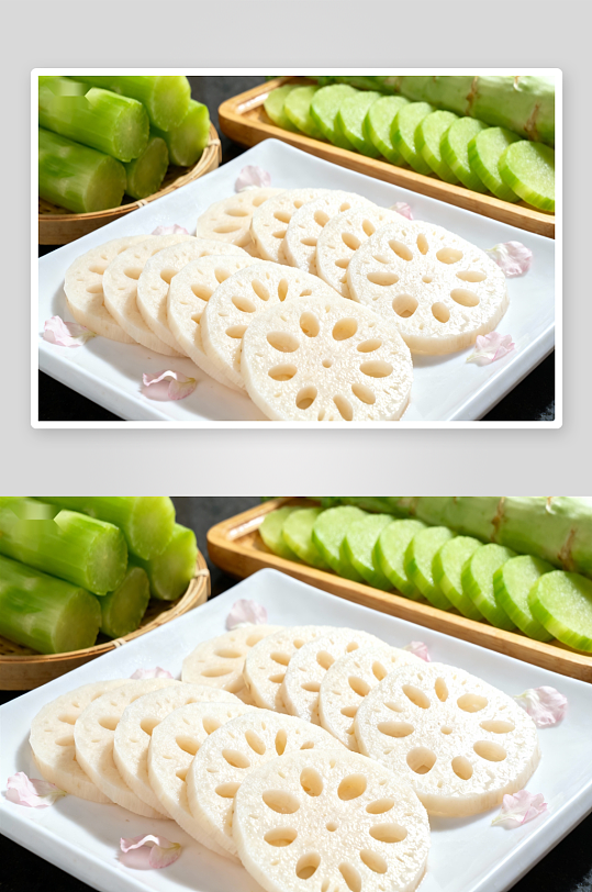 新鲜莲藕切片摆盘-众图网