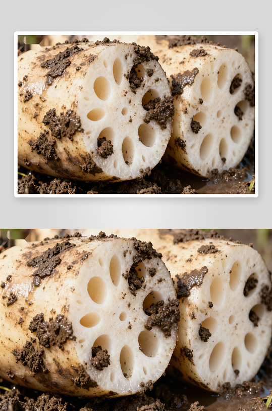 新鲜莲藕切面特写-众图网