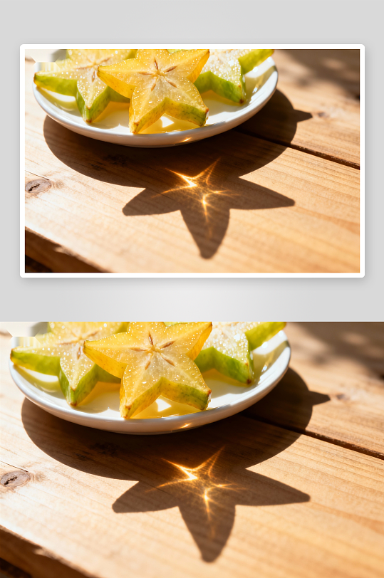 星形水果与光影木桌-众图网