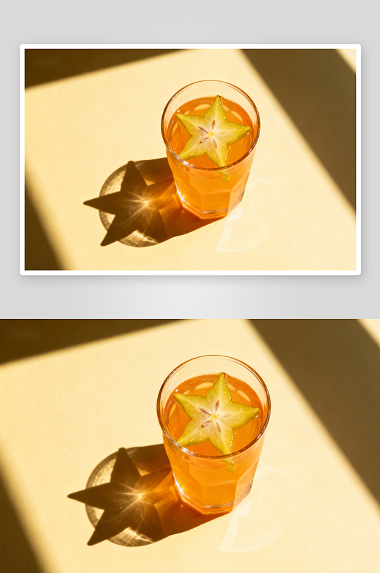 星形水果饮品光影特写-众图网
