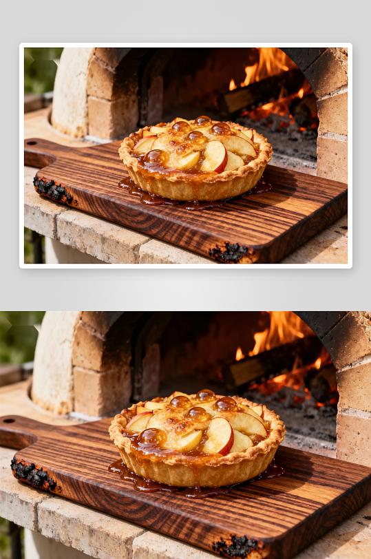木烤炉前的苹果派-众图网