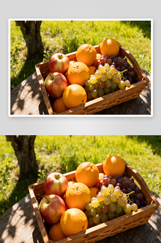 木质篮装水果户外摆放-众图网