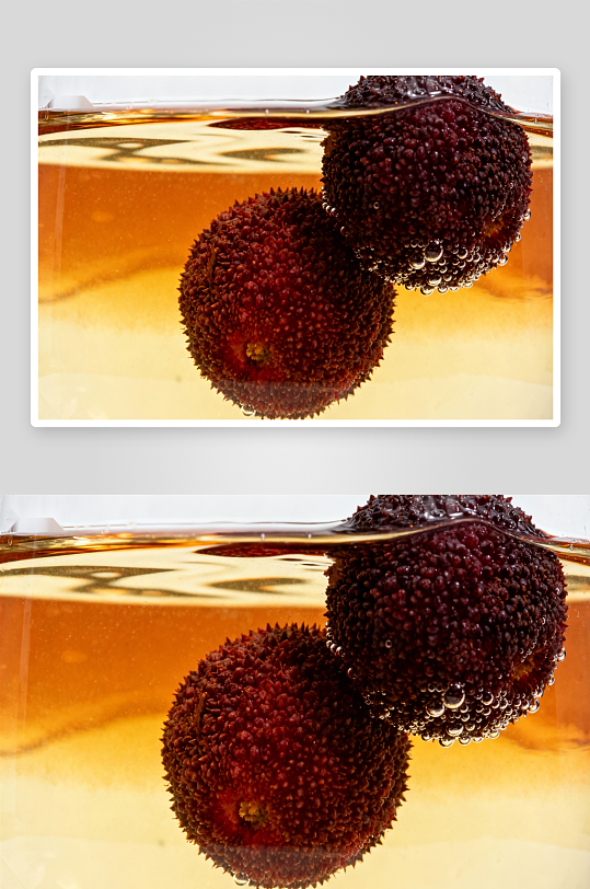 杨梅浸泡液体特写-众图网