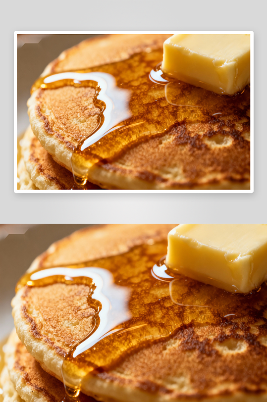 松饼淋糖浆黄油特写-众图网