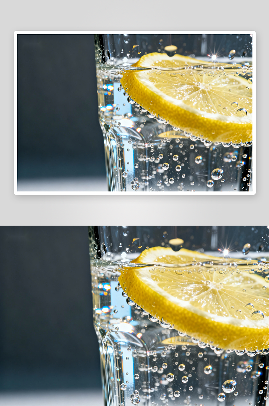 柠檬片气泡水特写-众图网