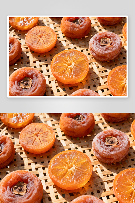 柿饼晾晒竹席之上-众图网