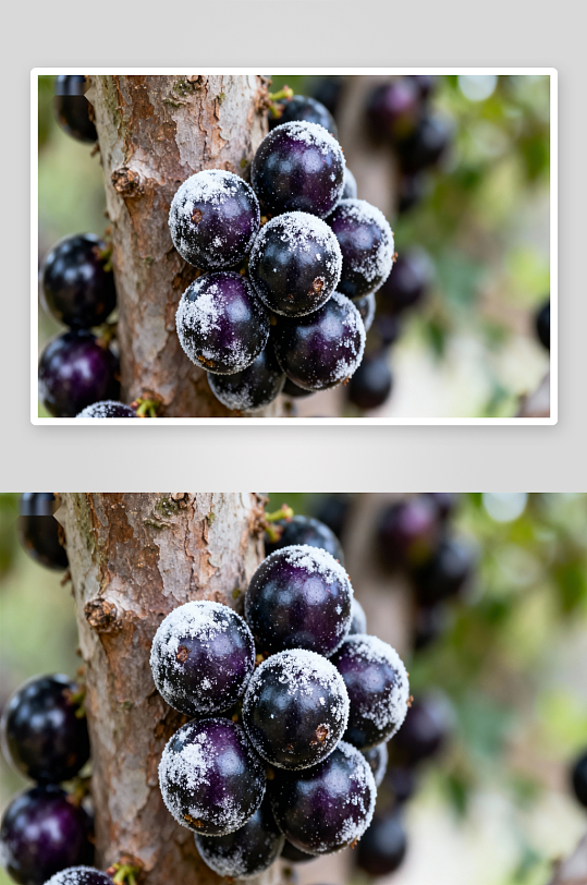 树上挂满紫葡萄霜白-众图网