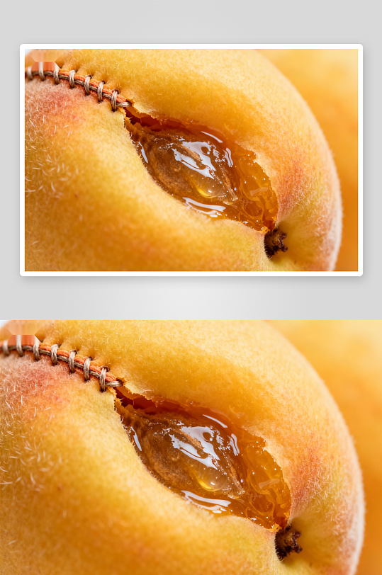 桃子切口特写汁液饱满-众图网