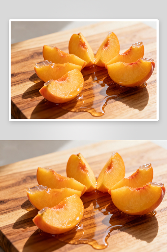 桃子切片蜂蜜淋汁-众图网