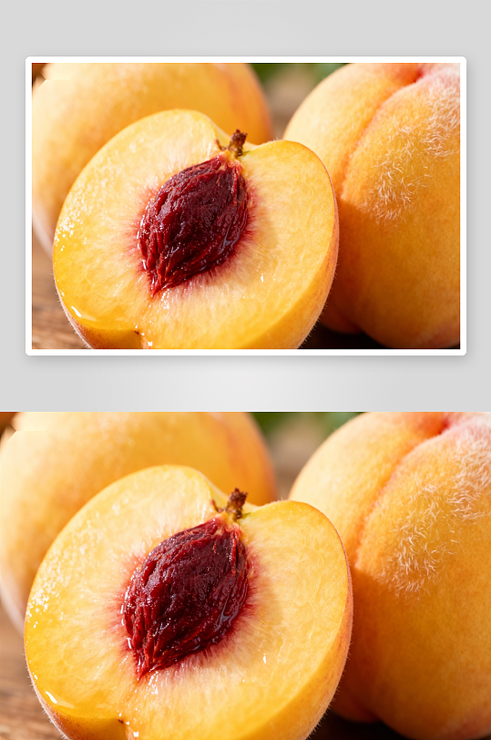 桃子切面特写展示多汁果肉-众图网