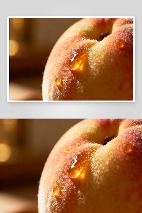 桃子特写水滴晶莹剔透-众图网