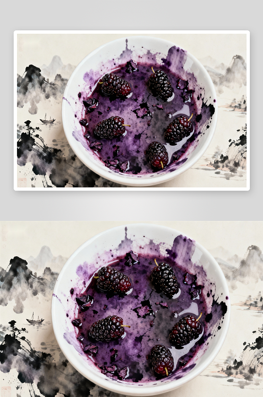 桑葚果酱盛于瓷碗-众图网