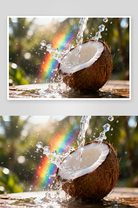 椰子裂开水花四溅-众图网