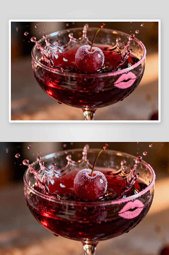 樱桃酒杯飞溅瞬间-众图网
