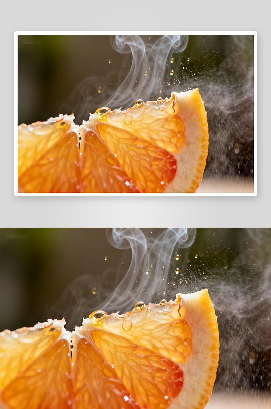 橙片蒸汽水珠特写-众图网
