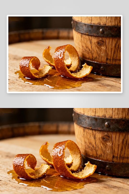橙皮与木桶的静物特写-众图网