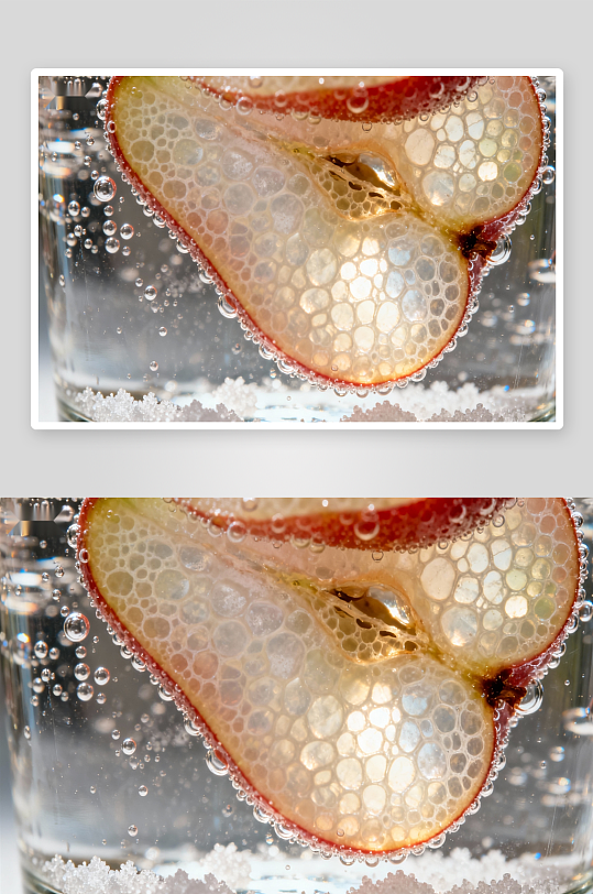 气泡水中梨片特写-众图网