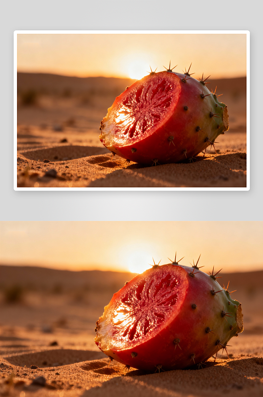 沙漠仙人掌果日落特写-众图网